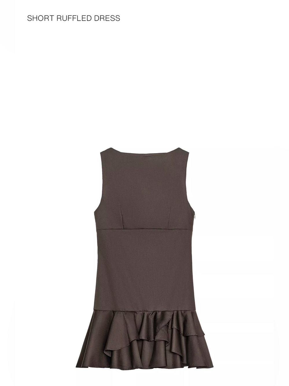 Zara Brown Sleeveless Ruffle-Hem Dress